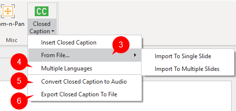 Import closed caption file