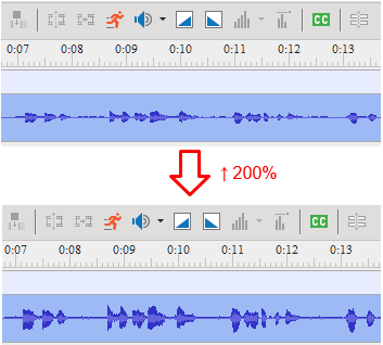 adjust audio volume in waveform