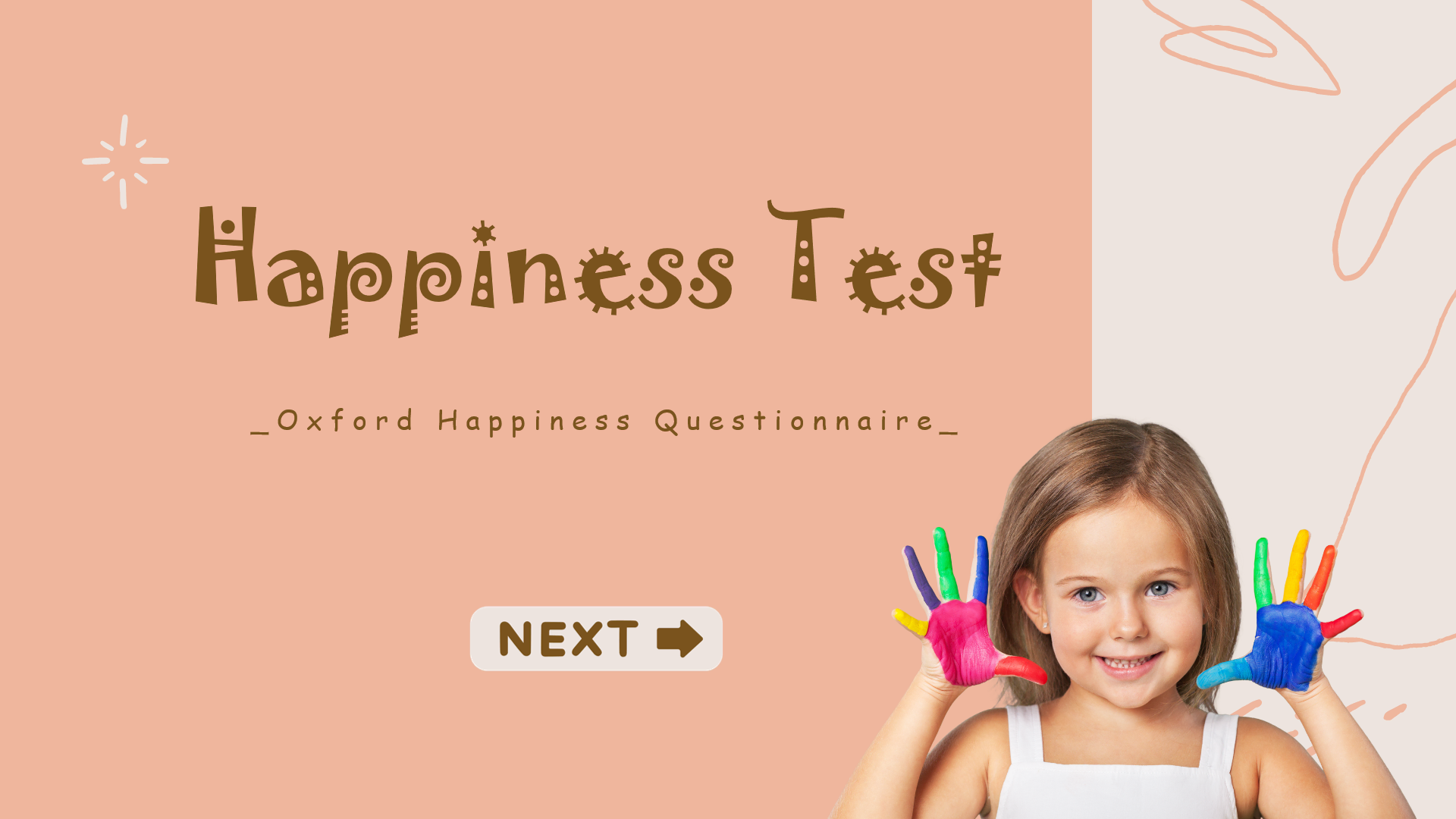 Welcome slide in Happiness test - Oxford Happiness Questionnaire