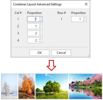 container layout advanced settings