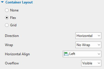flex container layout properties