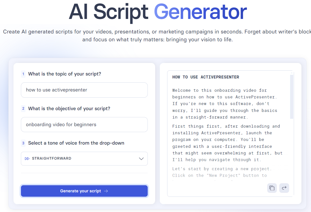 synthesia script generator