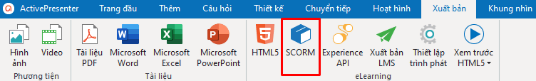 Xuất bản SCORM từ tab Xuất bản