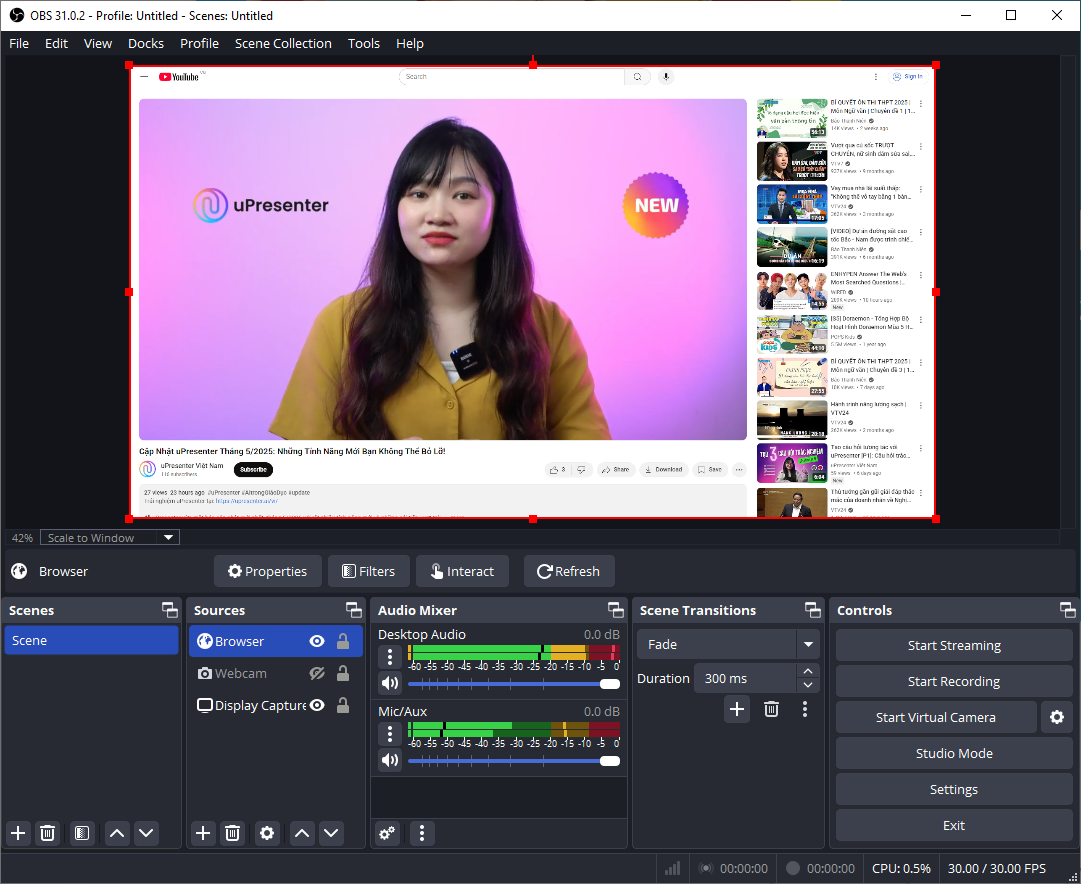 OBS Studio quay màn hình