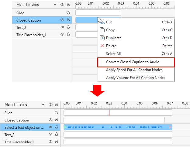 Convert Closed Caption to Audio
