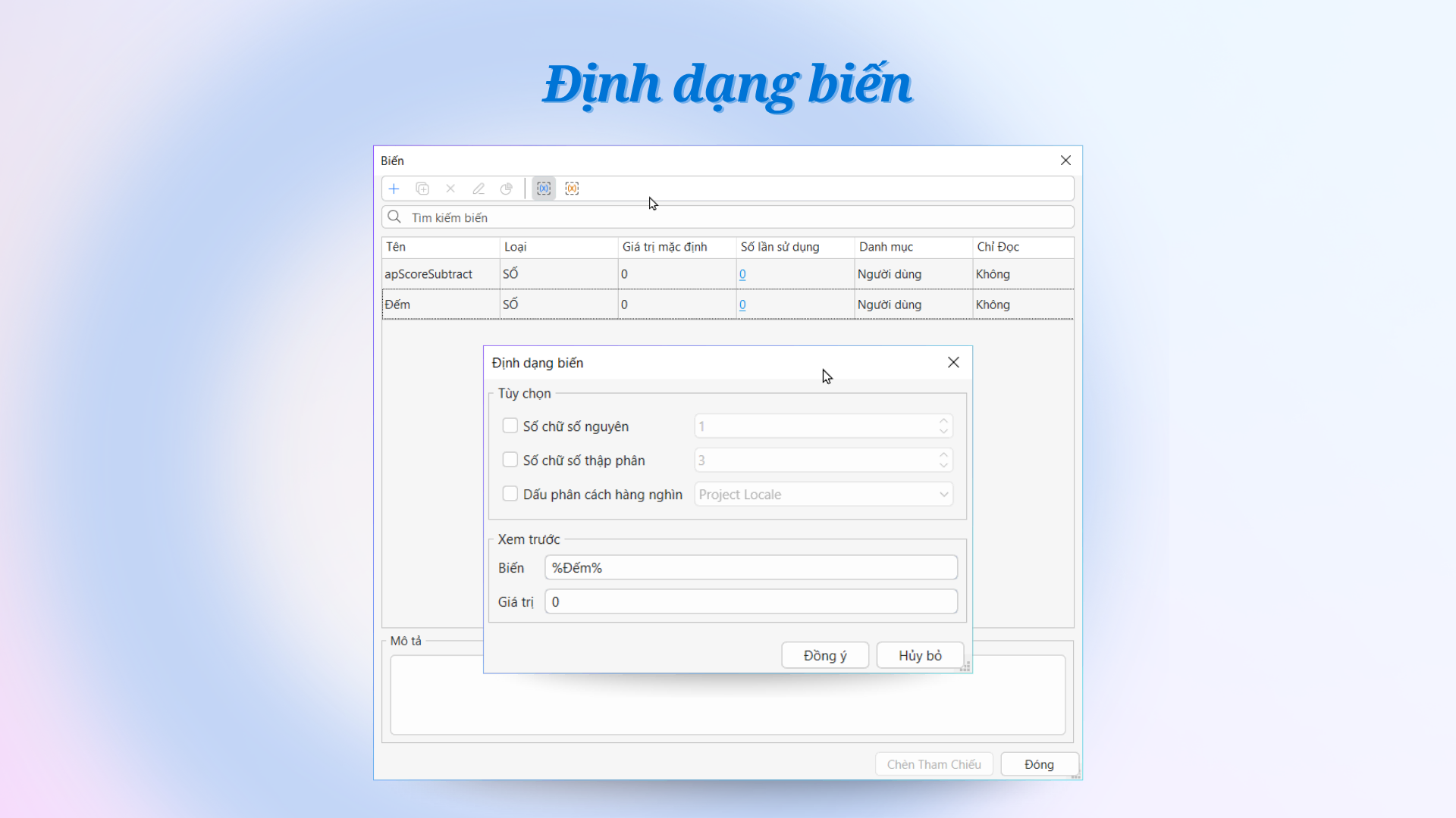 định dạng biến