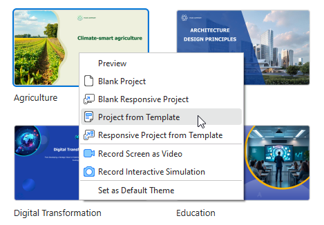Right-click and select Project from Template