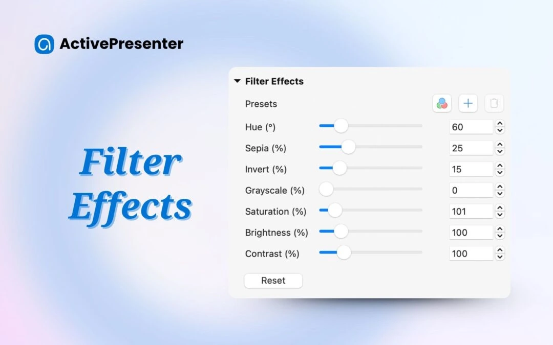 How to Apply Filter Effects in ActivePresenter 10