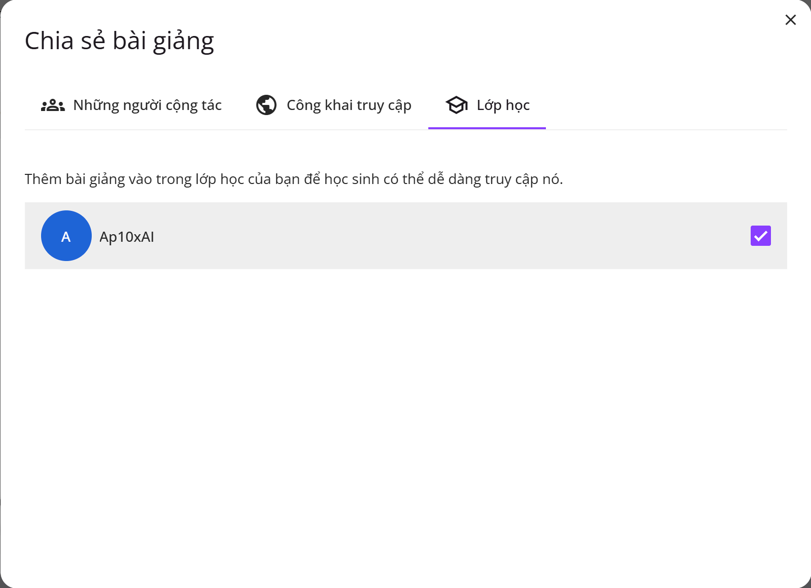 chia sẻ bài giảng với Lớp học