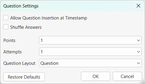 question settings dialog