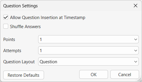 insert question to video