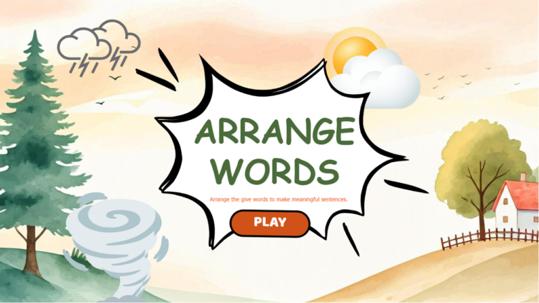 Arrange Words game start screen