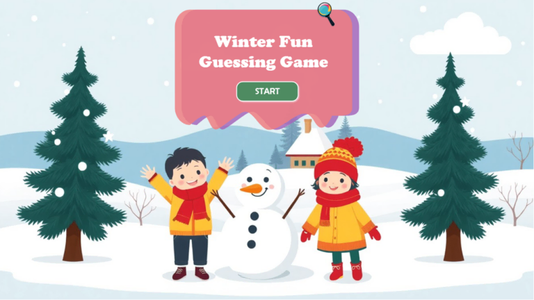 Winter Fun Guessing Game start screen