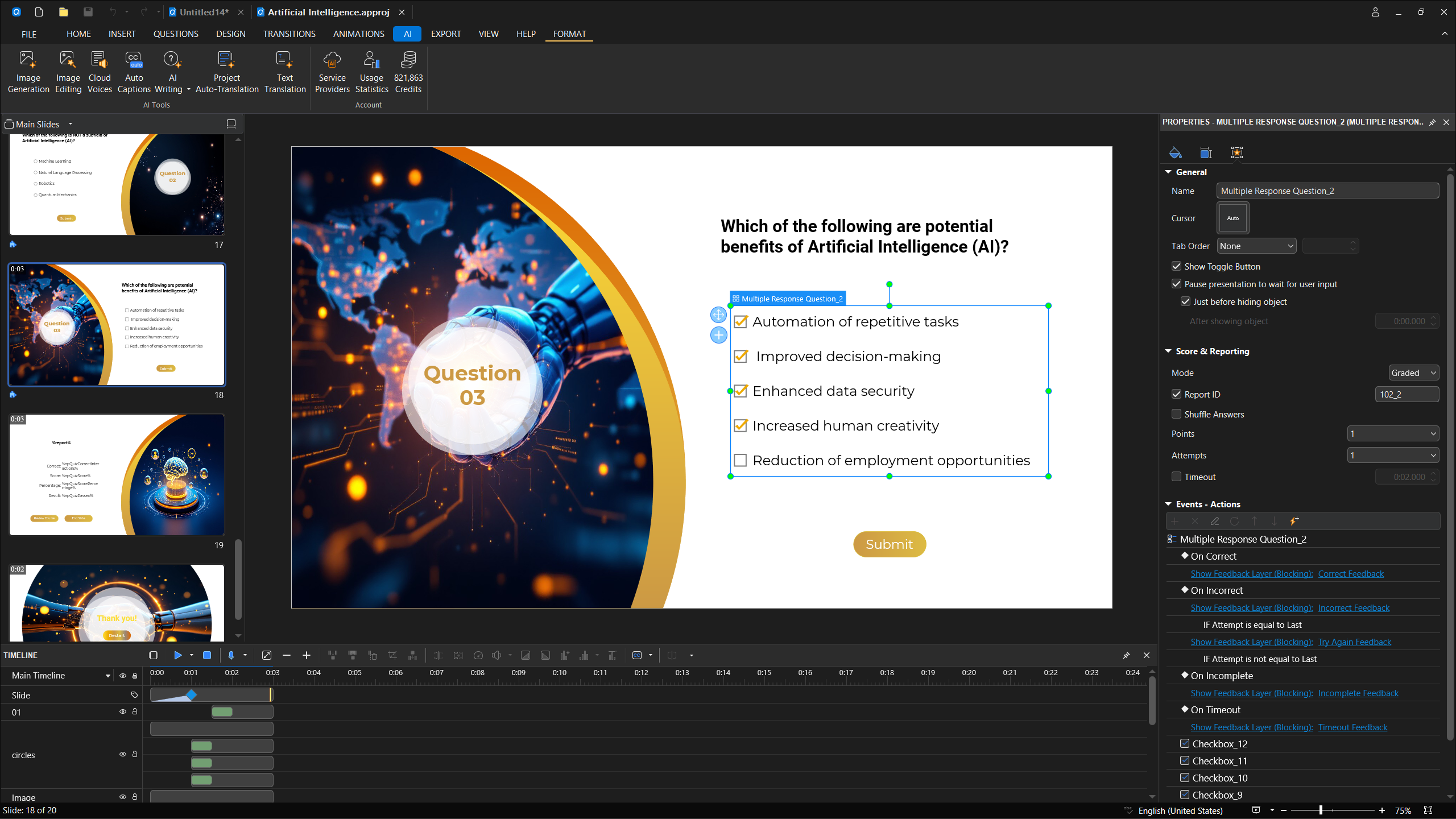 create quizzes in activepresenter