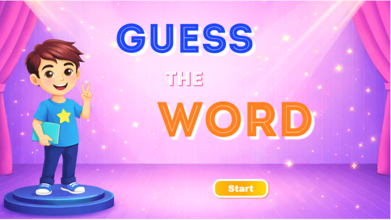 Guess The Word game start screen made with ActivePresenter