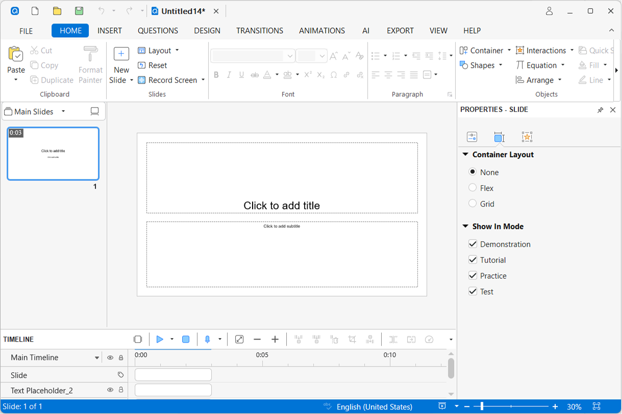 new project ActivePresenter 10