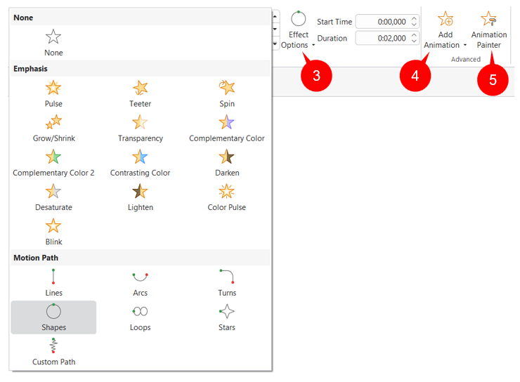 Add emphasis effects and motion paths
