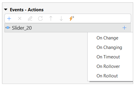 Add events - actions to sliders