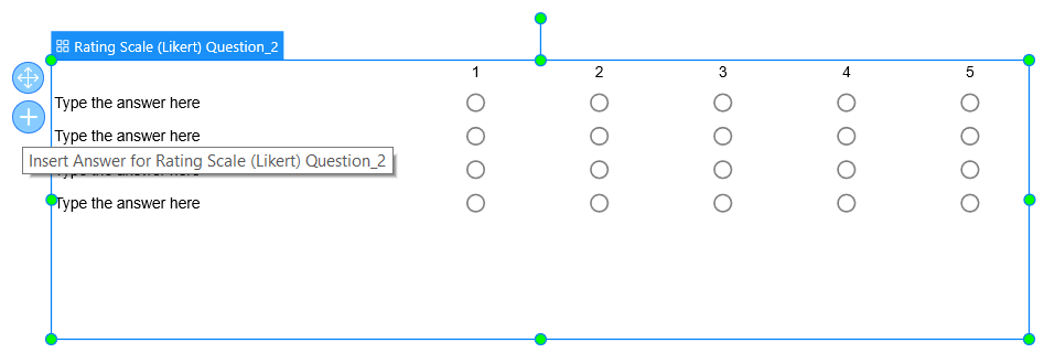 Add more answer labels to the Rating scale question for the Likert scale survey