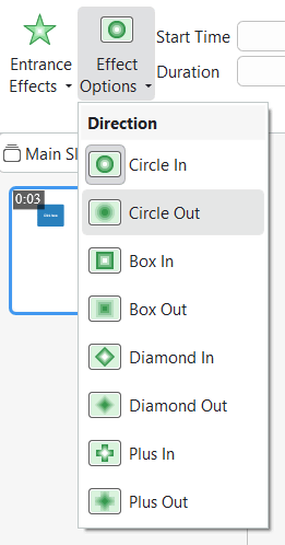 Choose effect options