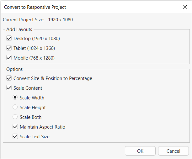 Convert to Responsive Project