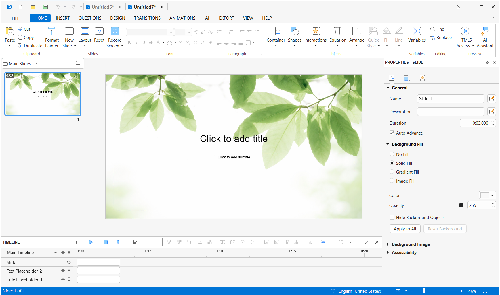 Create blank project from the saved
custom theme