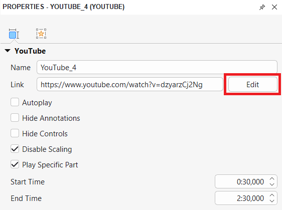 Edit the embedded video