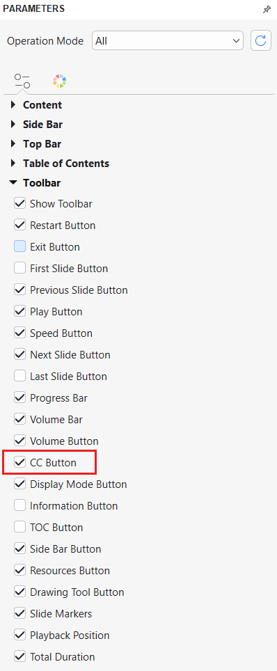 Enable toggle button