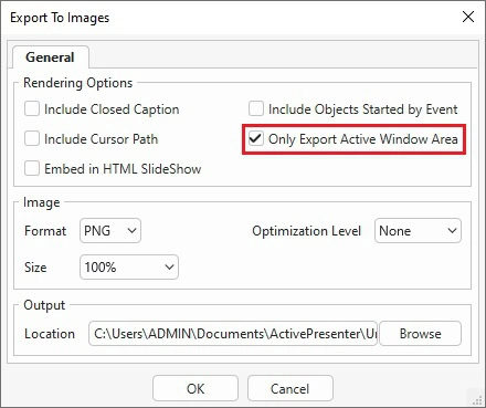 Export active window area only