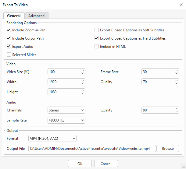 Export projects to videos