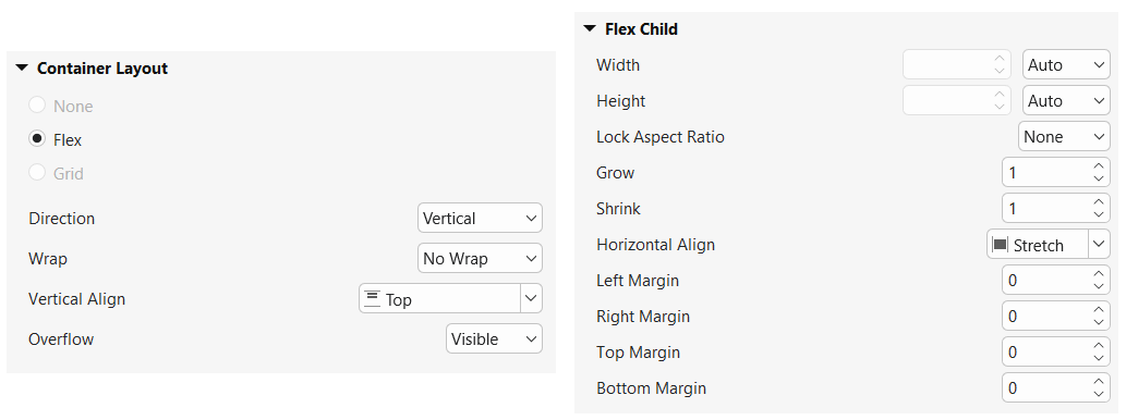 Flex container layout