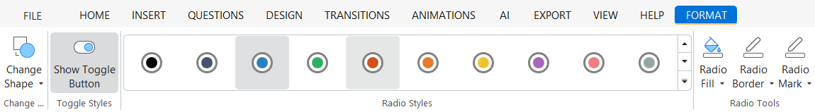 Format radio buttons