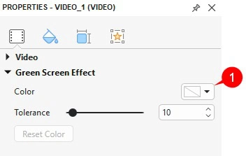 Select Color in Green screen effect section