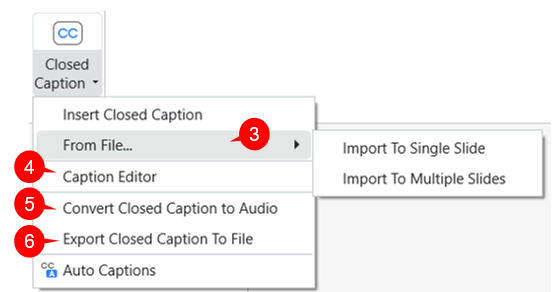 Import closed caption file