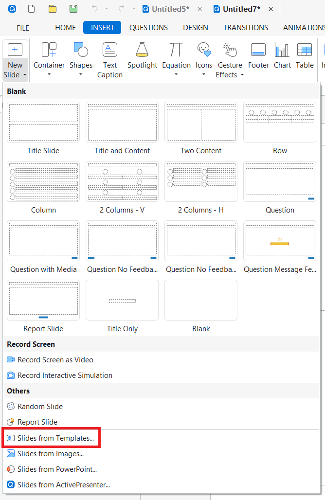 Insert Slides from Slide Templates