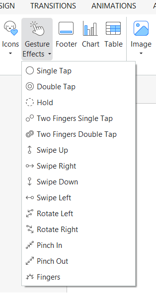 Insert a gesture effect