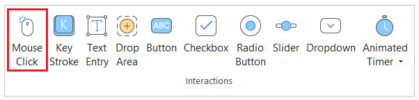 Insert tab > Mouse Click