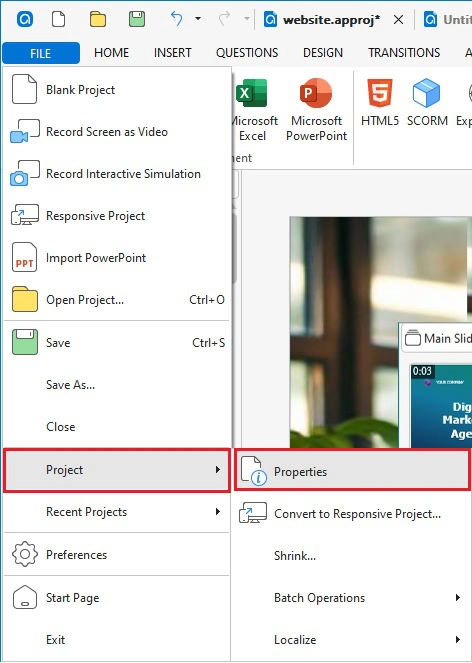 Change the Language of the Current Project