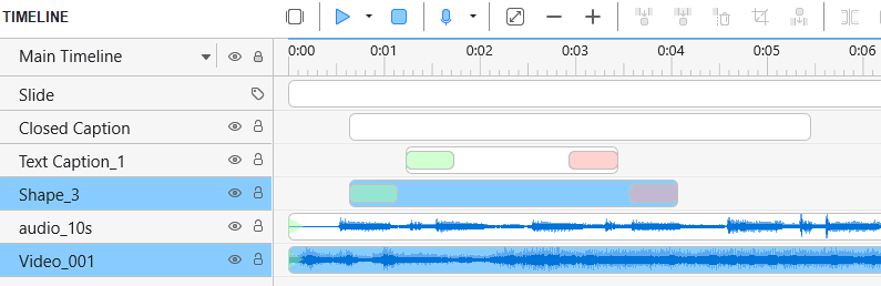 Main Timeline with selected object