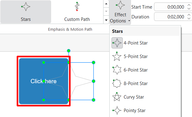 Motion path effect options