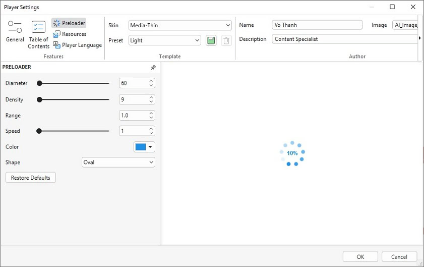 Customize HTML5 Player Settings