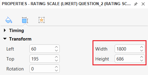 Resize the question title (1) and the answer area (2)
