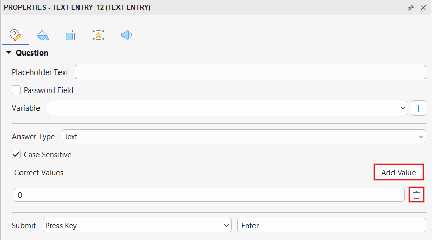 Set correct values for each text entry in ActivePresenter 10.6