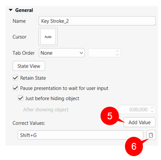 Set Correct Values for Key Stroke Objects