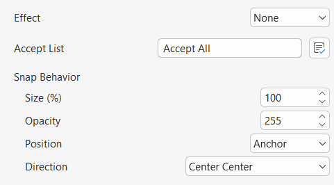 Set Drop Area Object Properties