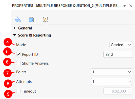 Set score and reporting for multiple response questions