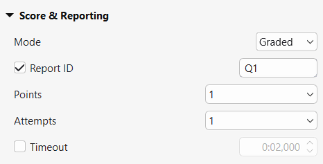 Set score and reporting to Fill in text entries question