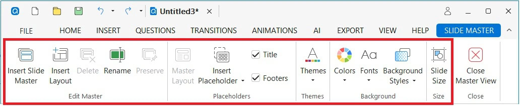 Slide Master toolbar