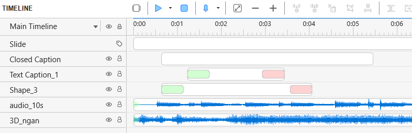 Timeline pane in ActivePresenter