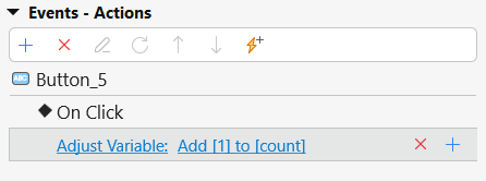 action in properties pane